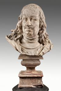 Giovan Battista Foggini, Ferdinand II. de' Medici, Großherzog der Toskana, Originalmodell aus Gips mit metallischen und Lapis-Höhenpunkten